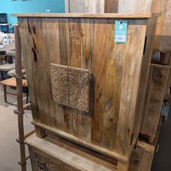 Two Door Carved Mango Wood Cabinet 
