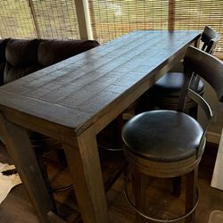 Bar height table and stools