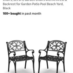 Two Outdoor Garden Chairs Cast Aluminum 