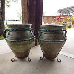 Rustic Ears Clay Pots, Planters, Plants. Talavera, Pottery $95 cada una