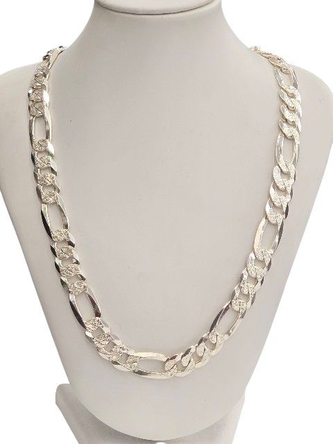 925 Sterling Silver Figaro Chain 12 mm 23.5 I