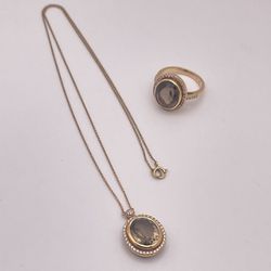 Gold Plated Jewelry Set Ring And Necklace 