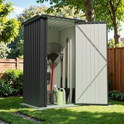 New 3 x 3 FT Outdoor Storage Shed,Small Garden Tool Storage Shed with Sloping Roof and Single Lockable Door, Outdoor Shed for Backyard Garden Patio La