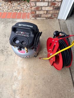 Fortress 6 Gal Air Compressor with Merlin Hose Reel