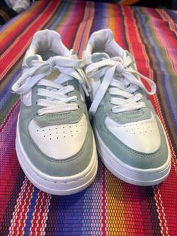 ZARA womens White & Green Low Top Lace Up Trainers Sneakers 7/12