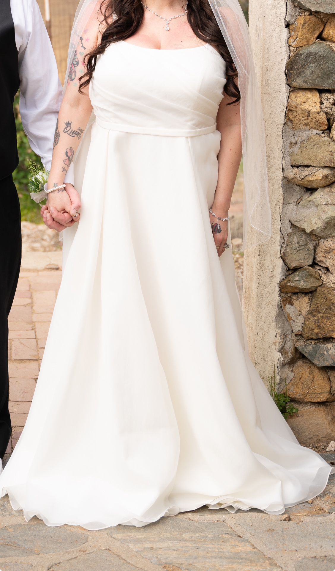 Ivory And White Wedding Dress Size 18 With Pockets 