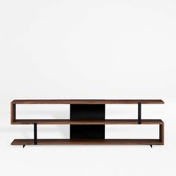 Crate & Barrel Light Brown Wood Media Storage