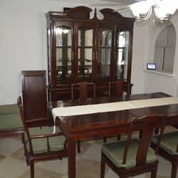 Cherry Wood Dining Table Set 
