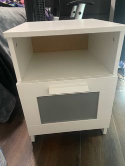 Small table with shelf and drawer white