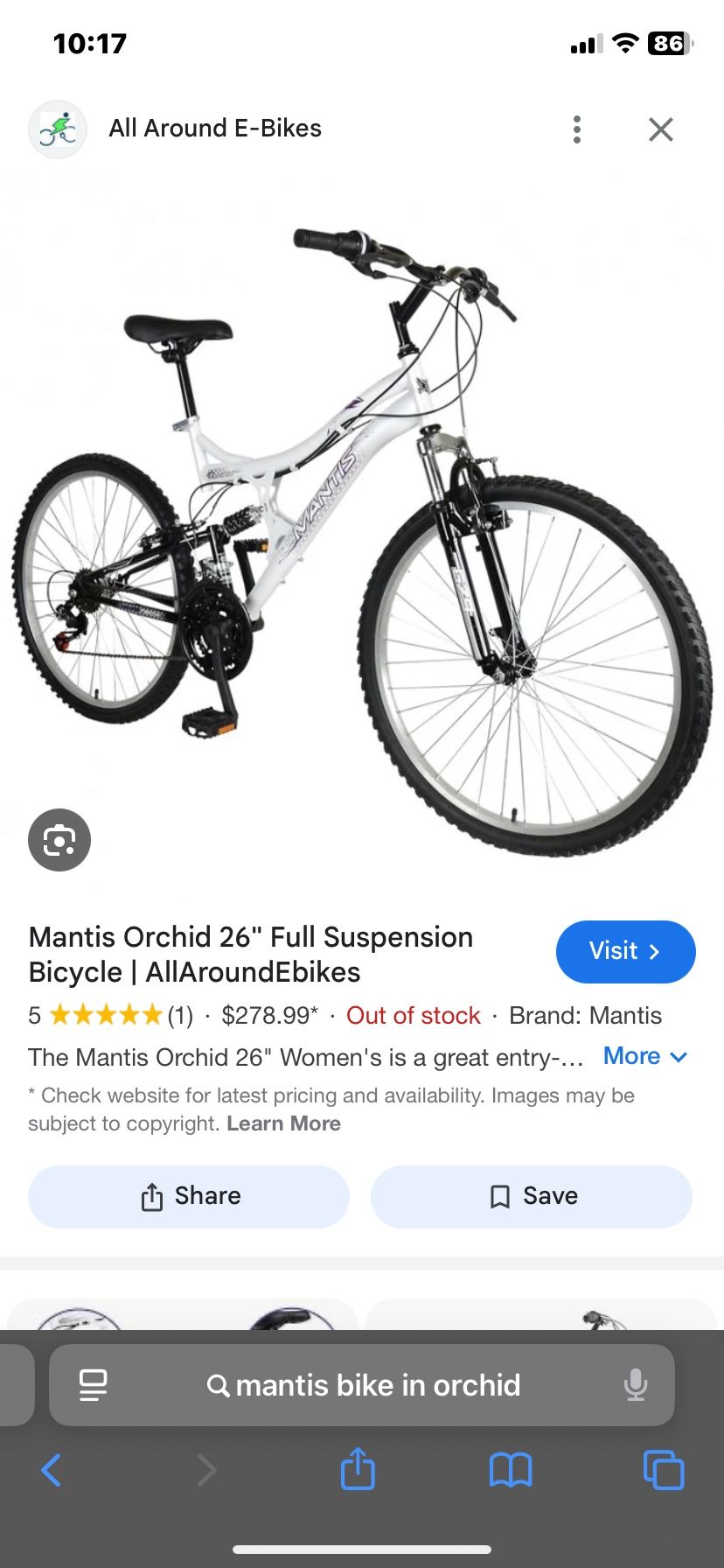 Adult Bike - Mantis orchid 26 $50 If Pick Up This Weekend