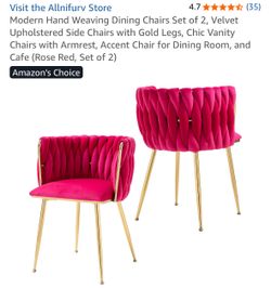 4 brand NEW hot pink velvet chairs