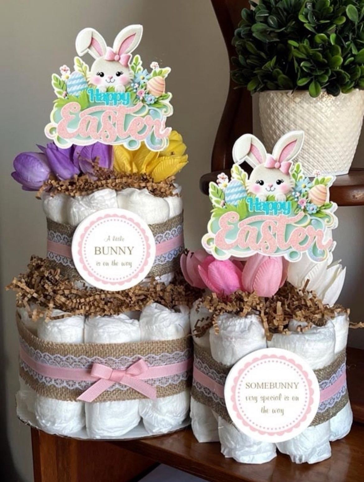 BUNNY WITH TULIPS Diaper Cakes