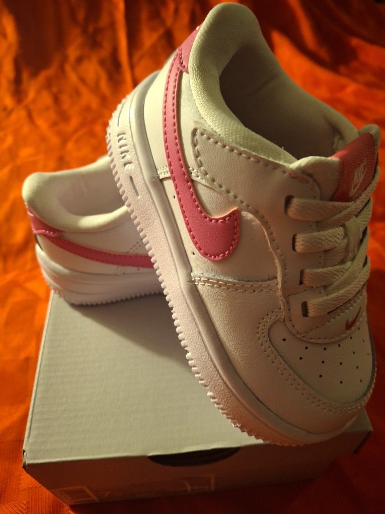Nike Air Force 1 EasyOn Toddler Size 7C White/Laser Fuchsia New
