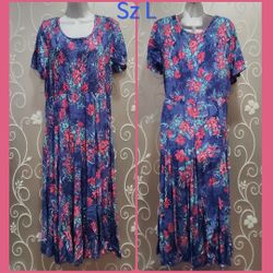 WOMENS LOVELY FLORAL MAXI DRESS SIZE L 
