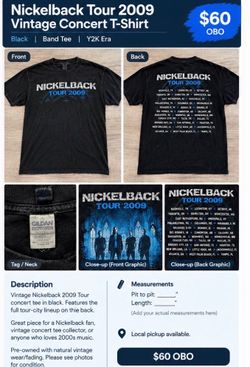 Nickelback 2009 Tour Concert T-Shirt