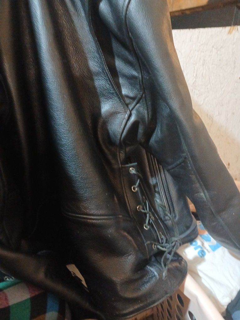 Zip In LINE leather Jacket