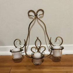 Decorative Metal Wall Sconce – 3 Glass Votive Candle Holders