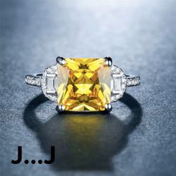925 Sterling Silver Citrine Ring