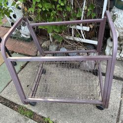 Metal Rolling Bird Cage Stand On Wheels With Removable Bottom Tray 