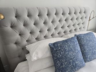King Tufted Bed Frame, Mattress And Box Spring