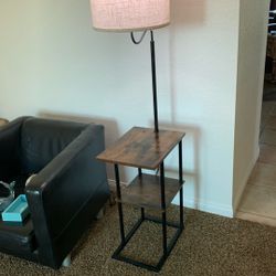 Multifunctional Metal Floor Lamp & End Table