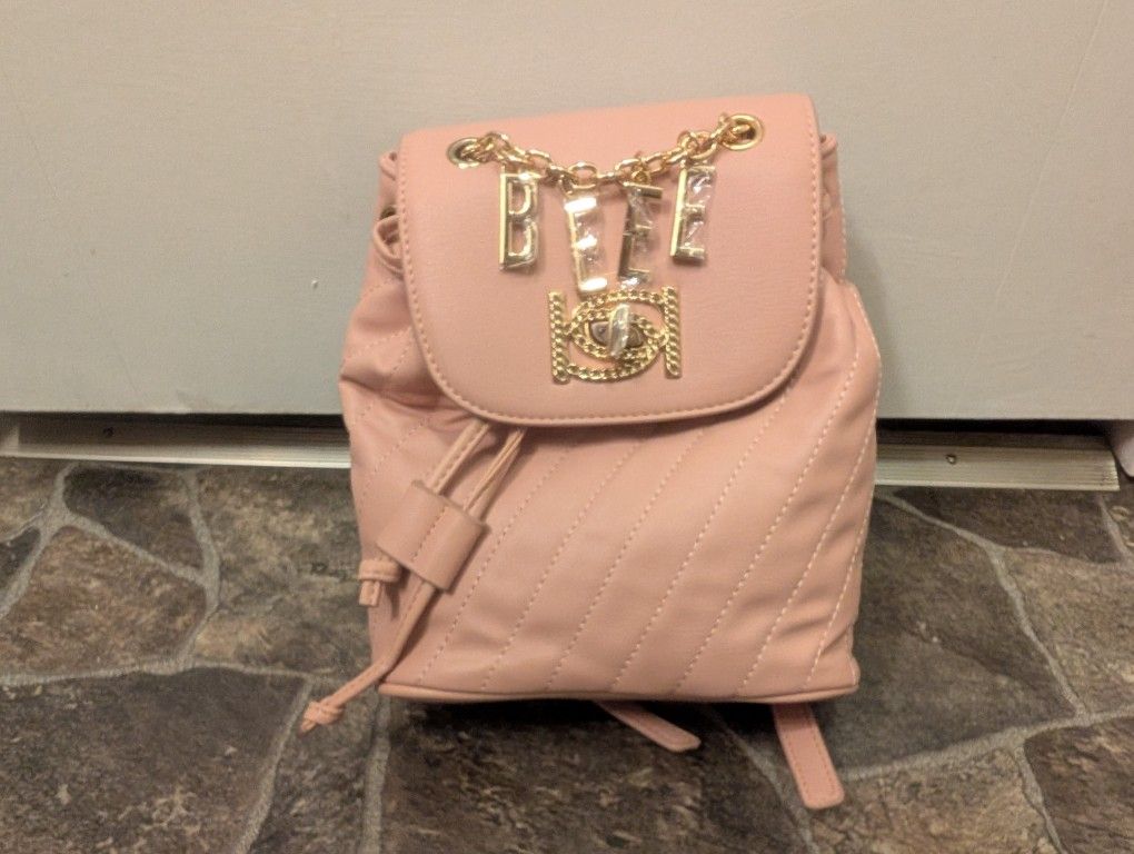NWT Bebe Blush Quilted Mini Backpack - Gold Chain Logo Charm