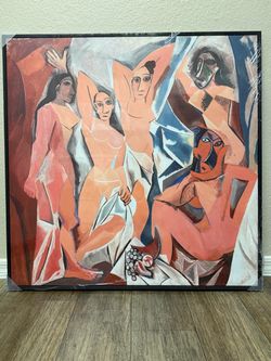 Framed Picasso Inspired Abstract Canvas Wall Art 30x30