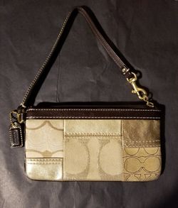 Like New! Coach Gold Patchwork Wristlet