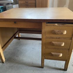 Antique Wooden School Desk
