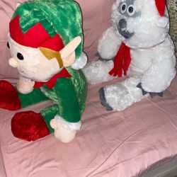Xmas Elf  &. Abominable Snowman  Stuffed Animals 