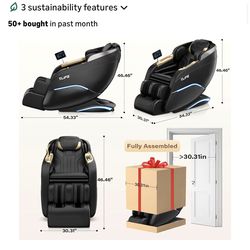 TLIFE Massage Chair Full Body, 160°Zero Gravity Recliner with Body Scan, 50" SL-Track Shiatsu Massage Chair, Fixed Point Massage, Foot Rollers, 12 Aut