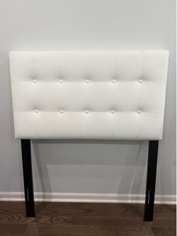 Twin faux white leather headboard