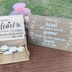 Wedding Heart Box, Extra Hearts, and Sign 