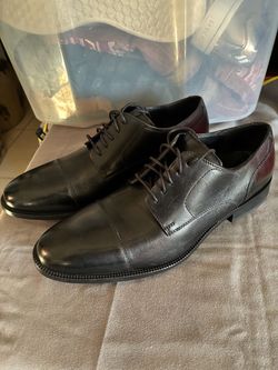 Men's Black Leather Cap-Toe Oxford Dress Shoes