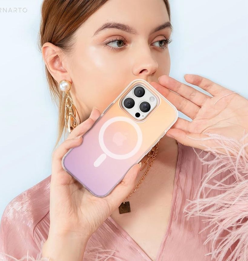 ORNARTO for iPhone 15 Pro Case, Compatible with MagSafe, Holographic Iridescent Cover, Magnetic Shockproof Protective Rainbow Phone Case for iPhone 15