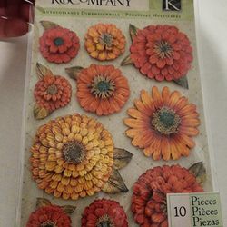 K&Company Flower Dimensional Stickers 10 Pcs BNIP 