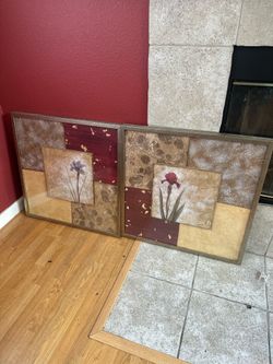 Set of 2 Framed Iris Flower Wall Art