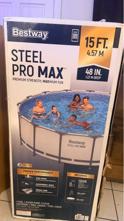 Steel Pro MAX 15 ft. Round 48 in. Deep Above Ground Pool Set
