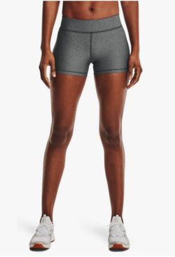 Under Armour Womens HeatGear Armour Mid Rise Shorty , Charcoal Light Heather (019) / Black - Medium