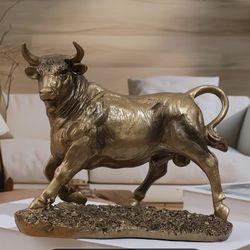 Opulent Golden Bull Statue for Home Decoration And Office Display