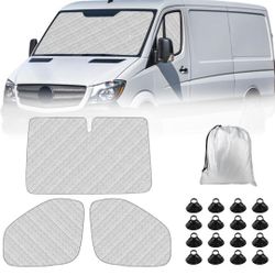Sprinter Sun Shade 2006-2019 | 3-Piece Van Window Covers with Thermal Insulation & UV Protection | Car Window Shades (Front Windshield & Side Covers)
