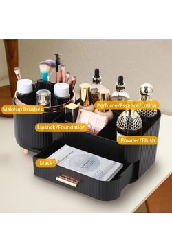 Black & Gold Desk Makeup Organizer – NEW OPEN BOX / Modern Office Storage