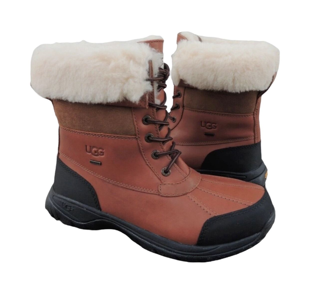 UGG BUTTE WORCHESTER SNOW BOOTS MENS 9 10 11 BROWN SHERPA WATERPROOF SUEDE LEATHER