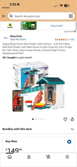 WuzuTech Happy Birdy Bird Feeder Camera with AI Bird Recognition