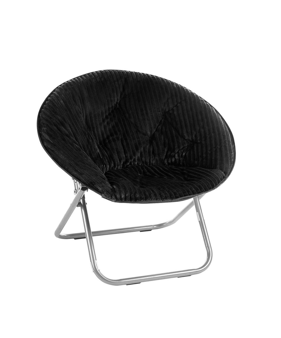 Corduroy Foldable Comfy Saucer Chair Portable, Black