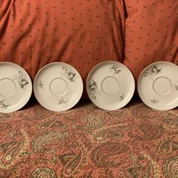 Vintage Home Arts Fine China, Set Of 4 Saucers, Rhododendron Patter