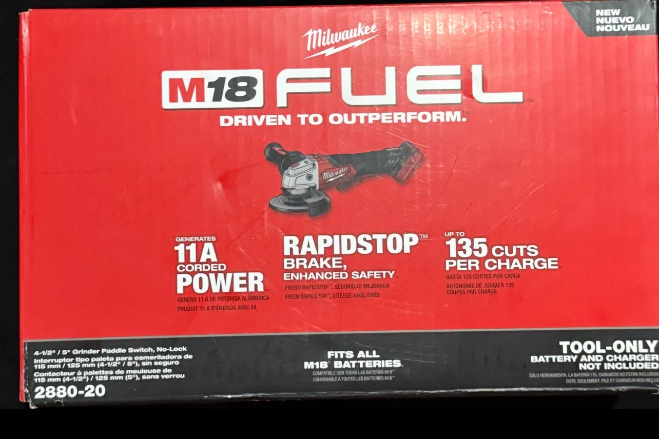 M18 FUEL 18V Lithium-Ion Brushless Cordless 4-1/2 in./5 in. Grinder w/Paddle Switch (Tool-Only) Price $170,180