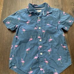 Boys Blue And Pink Flamingo Button Shirt Size 4/5 By Cat & Jack #7