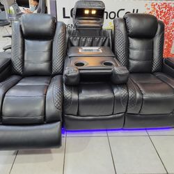 Modern Brand Reclining Sofa | Ashley Party Time Power Reclining Sofa | Loveseat Recliner Set