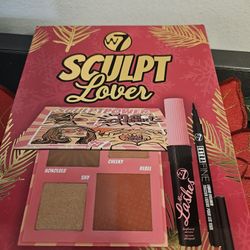 W7 Sculpt Love, Sculpt Power, More Lash Mascara, Extra Fine Liquid Eyeliner Set, Pink